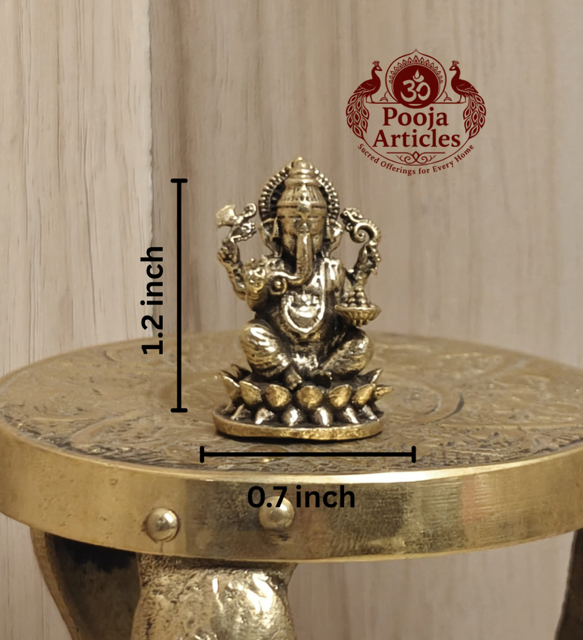 Buy Miniature Brass Ganesh Statue – 25 g, 1.2″Handcrafted Lord Ganesha Idol For Pooja & Gifts