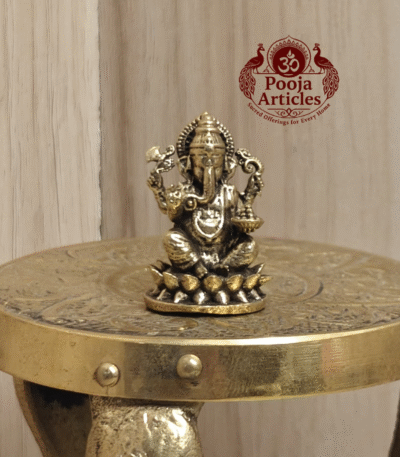 Buy Miniature Brass Ganesh Statue – 25 g, 1.2″Handcrafted Lord Ganesha Idol For Pooja & Gifts