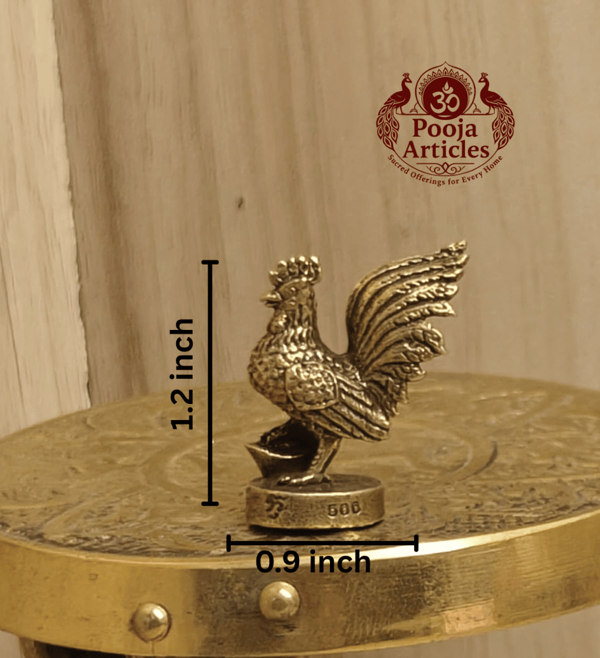 Buy Miniature Brass Lucky Rooster Statue – 15g, 1.2″ Handcrafted Symbol of Prosperity For Puja & Gift
