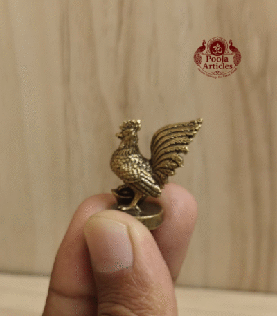Buy Miniature Brass Lucky Rooster Statue – 15g, 1.2″ Handcrafted Symbol of Prosperity For Puja & Gift