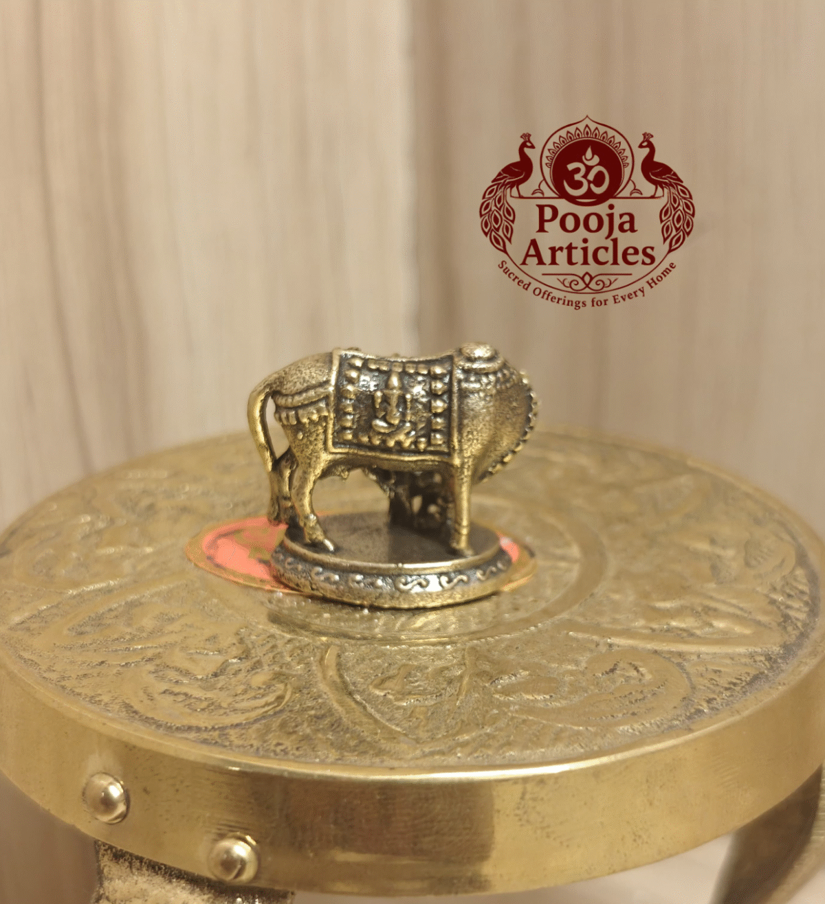 Buy Miniature Cow and Calf Statue – 20 g, 1" Divine Kamadhenu Idol for Pooja & Vastu