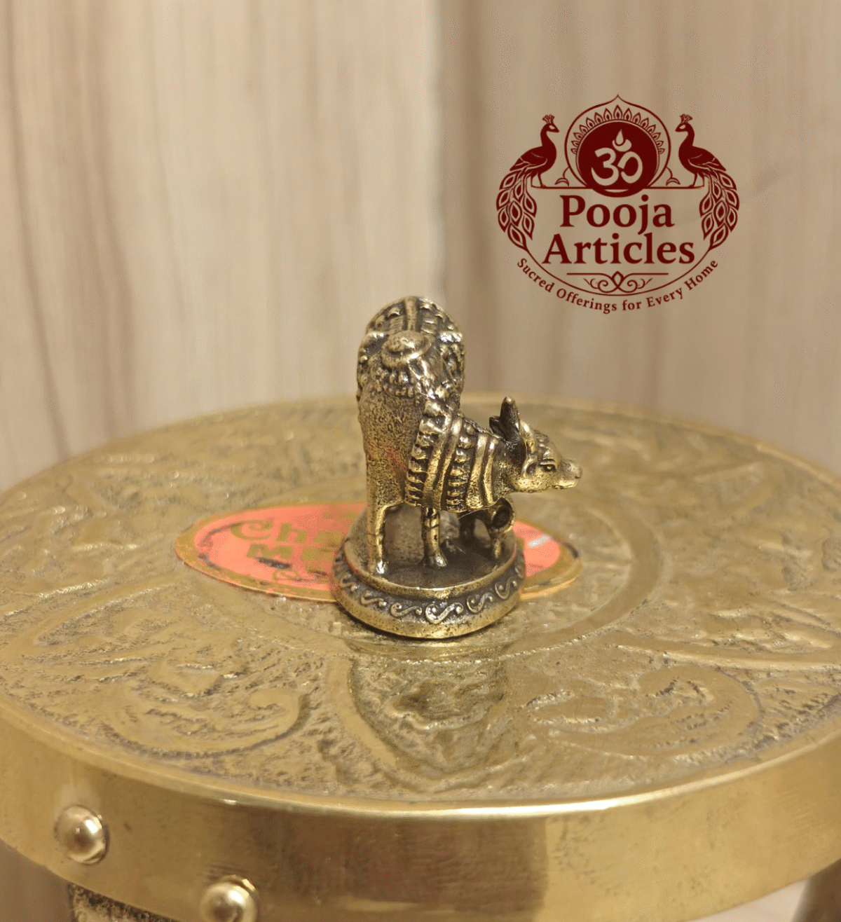 Buy Miniature Cow and Calf Statue – 20 g, 1" Divine Kamadhenu Idol for Pooja & Vastu