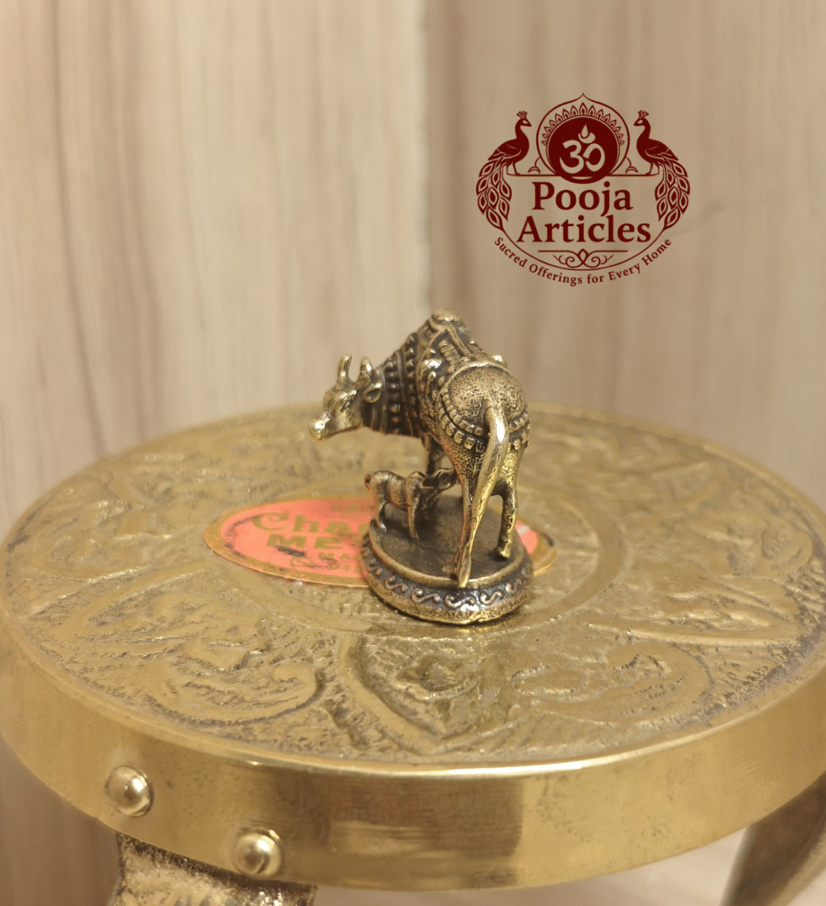 Buy Miniature Cow and Calf Statue – 20 g, 1" Divine Kamadhenu Idol for Pooja & Vastu