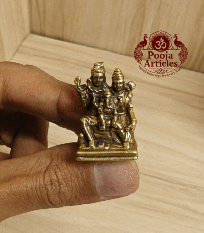 Buy Miniature Lord Shiva Family Idol Online – 15g, 1.1" Brass Shiva Parivar Statue for Home, Temple & Gifts