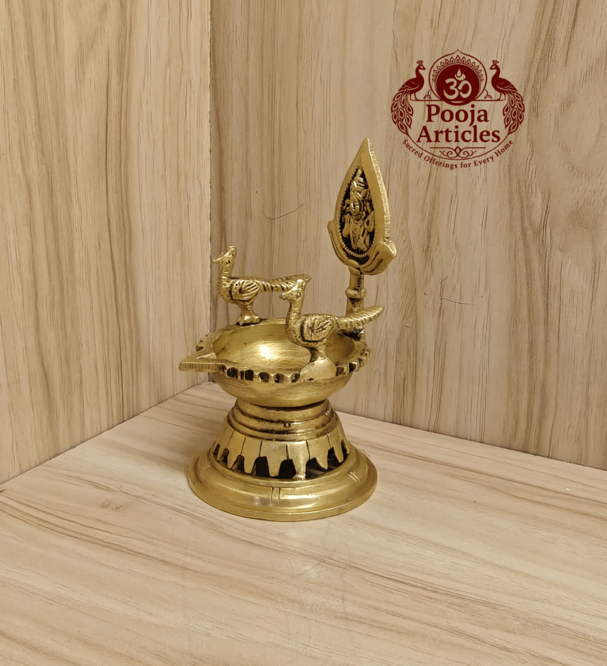 Buy Murugan With Peacock Diya Online – 370g, 5" Handcrafted Brass Lord Murugan Idol with Diya for Pooja and Home Decor