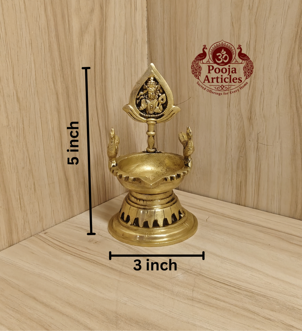 Buy Murugan With Peacock Diya Online – 370g, 5" Handcrafted Brass Lord Murugan Idol with Diya for Pooja and Home Decor