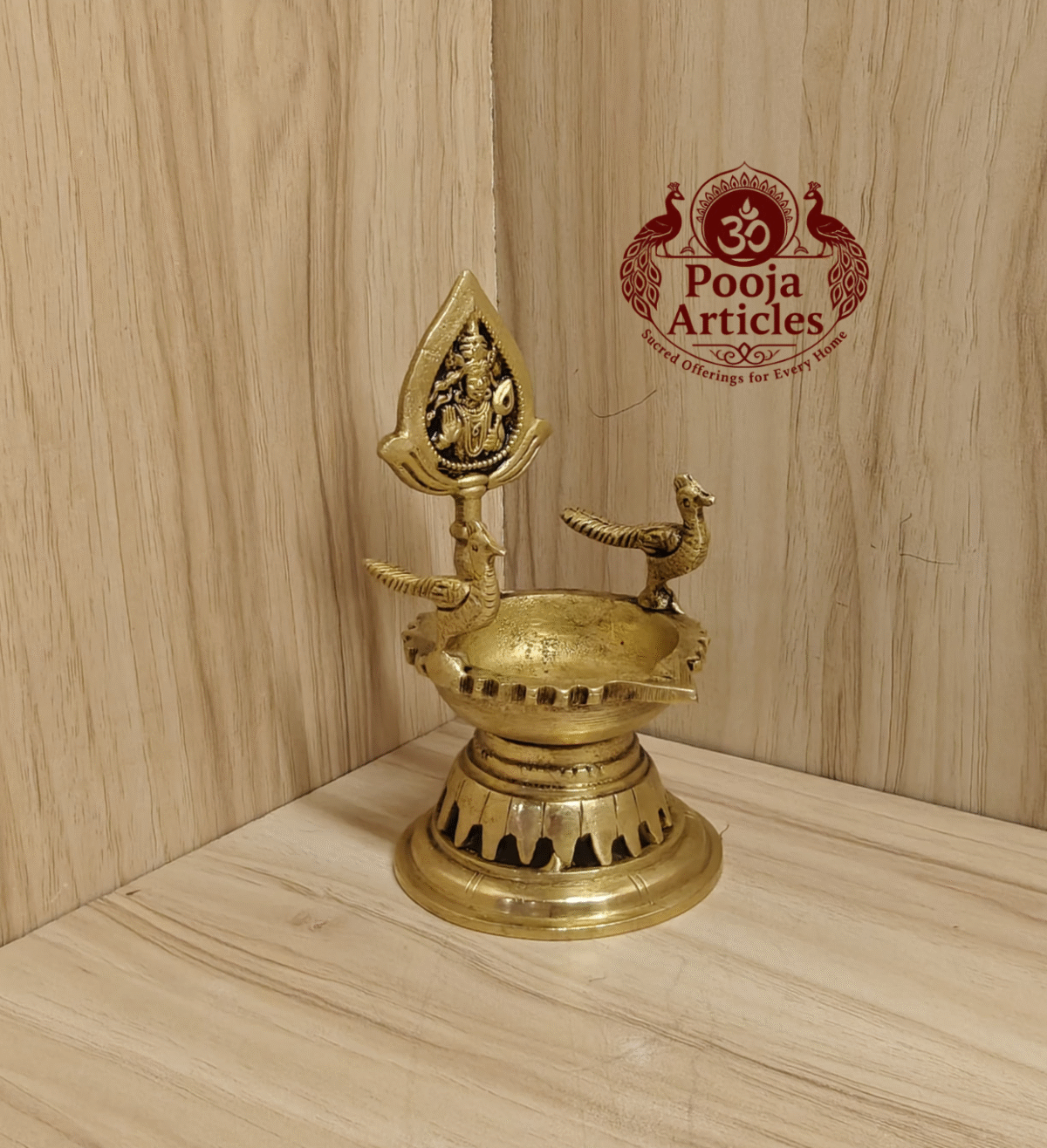 Buy Murugan With Peacock Diya Online – 370g, 5" Handcrafted Brass Lord Murugan Idol with Diya for Pooja and Home Decor