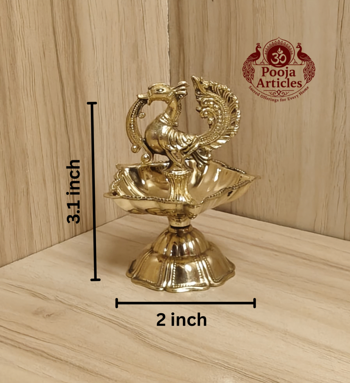Buy Peacock Design Brass Diya Size 0 – 70 g, 3.1″ Traditional Auspicious Oil Lamp For Puja & Home Use