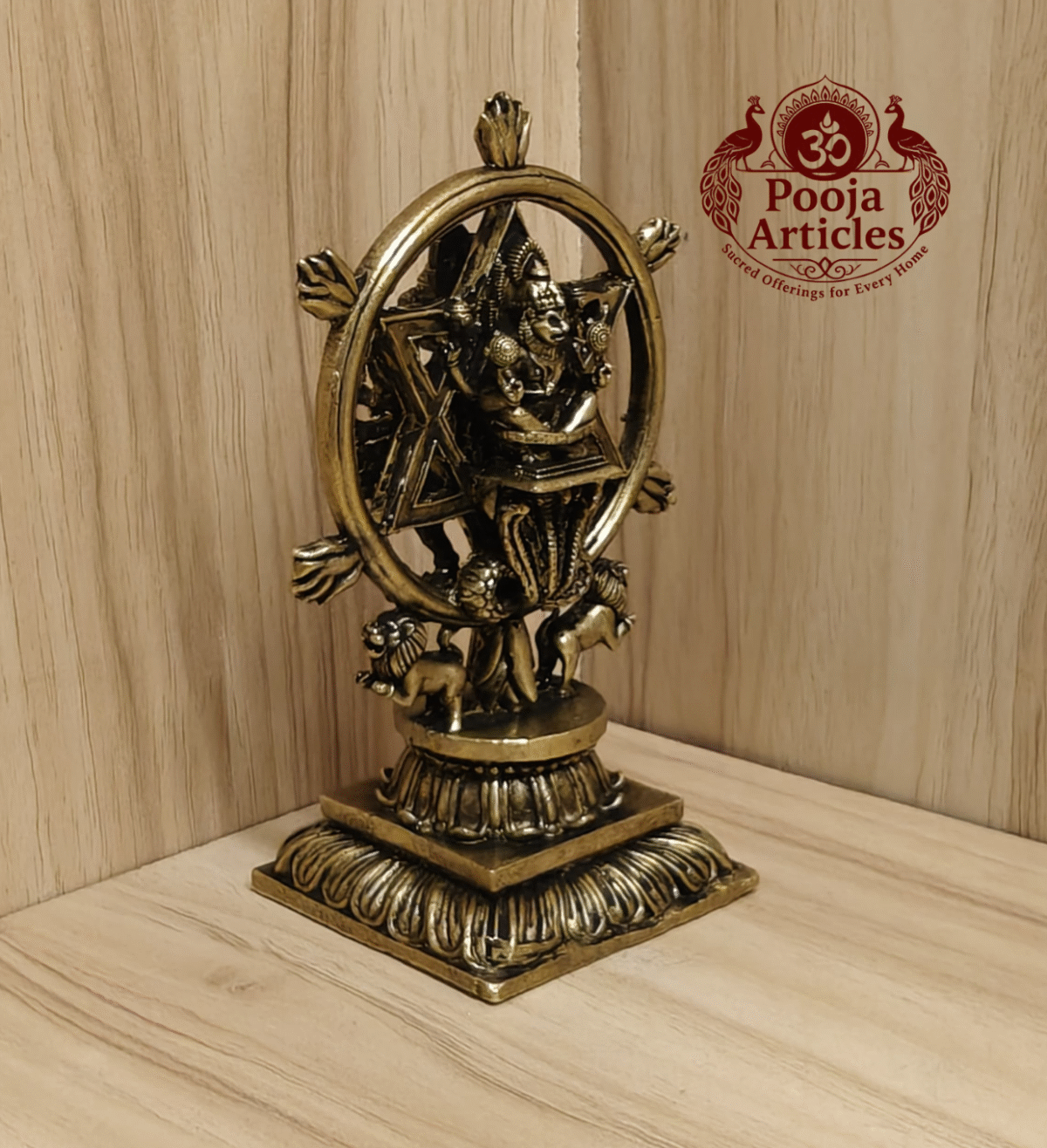 Buy Premium Brass Chakrathalwar Statue – 440g, 5″ Handcrafted Warrior Goddess Idol For Home Use & Pooja