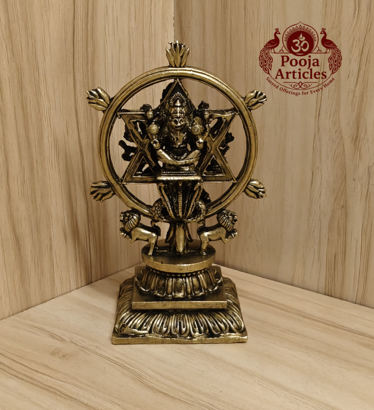 Buy Premium Brass Chakrathalwar Statue – 440g, 5″ Handcrafted Warrior Goddess Idol For Home Use & Pooja