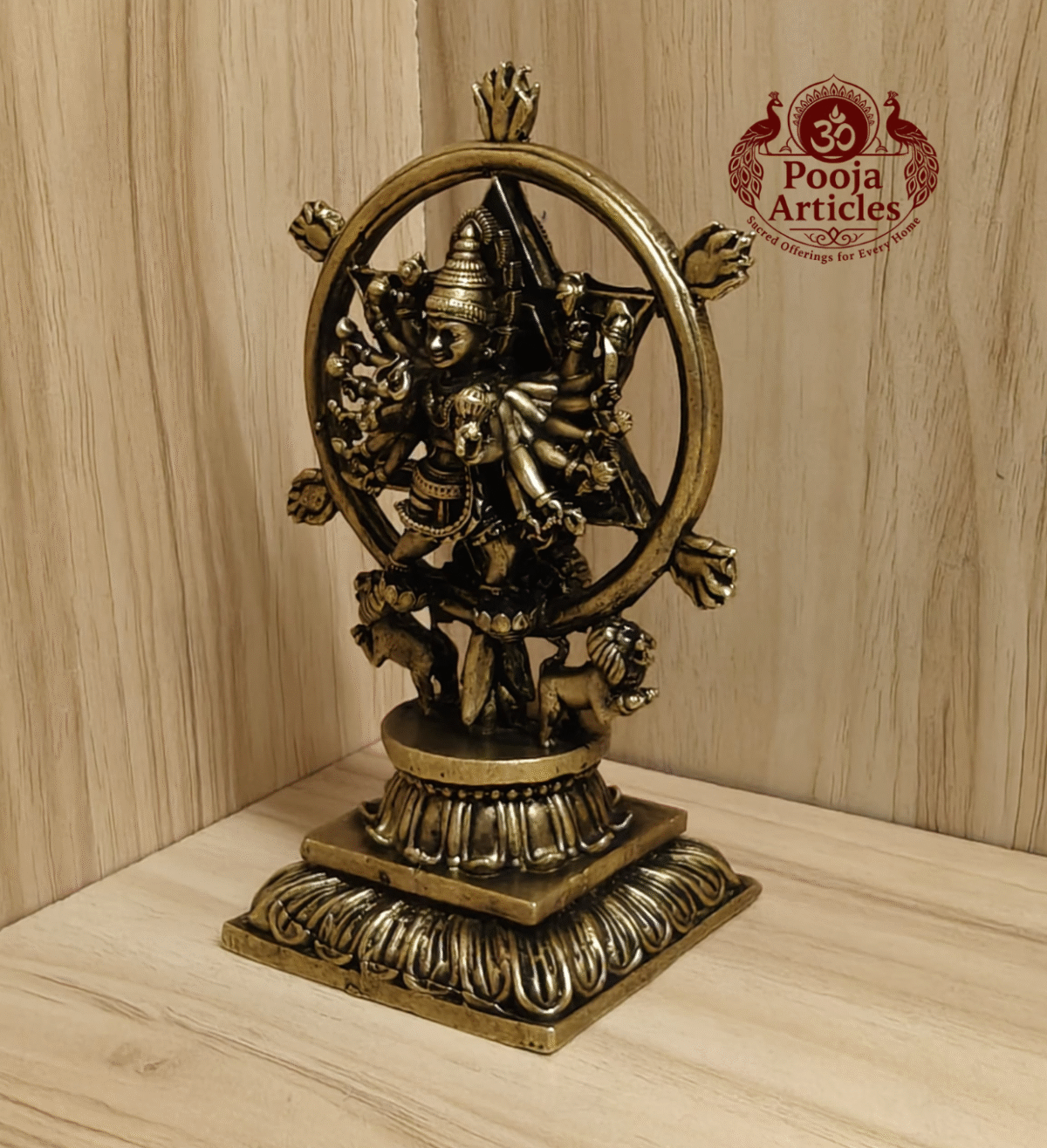 Buy Premium Brass Chakrathalwar Statue – 440g, 5″ Handcrafted Warrior Goddess Idol For Home Use & Pooja