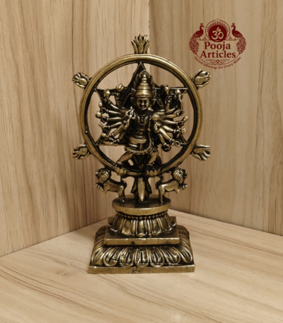 Buy Premium Brass Chakrathalwar Statue – 440g, 5″ Handcrafted Warrior Goddess Idol For Home Use & Pooja