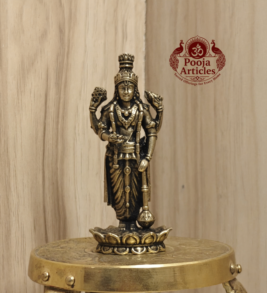 Buy Premium Brass Guruvayoorappan Idol Online – 100 g, 3" Handcrafted Krishna Idol for Spiritual Grace