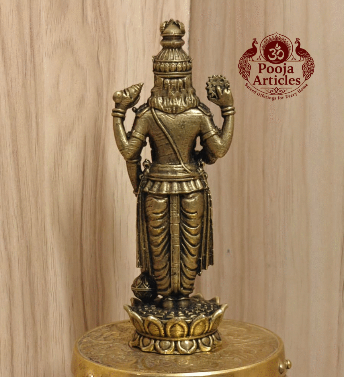 Buy Premium Brass Guruvayoorappan Statue Online – 150g, 4" Divine Brass Vishnu Murti for Pooja