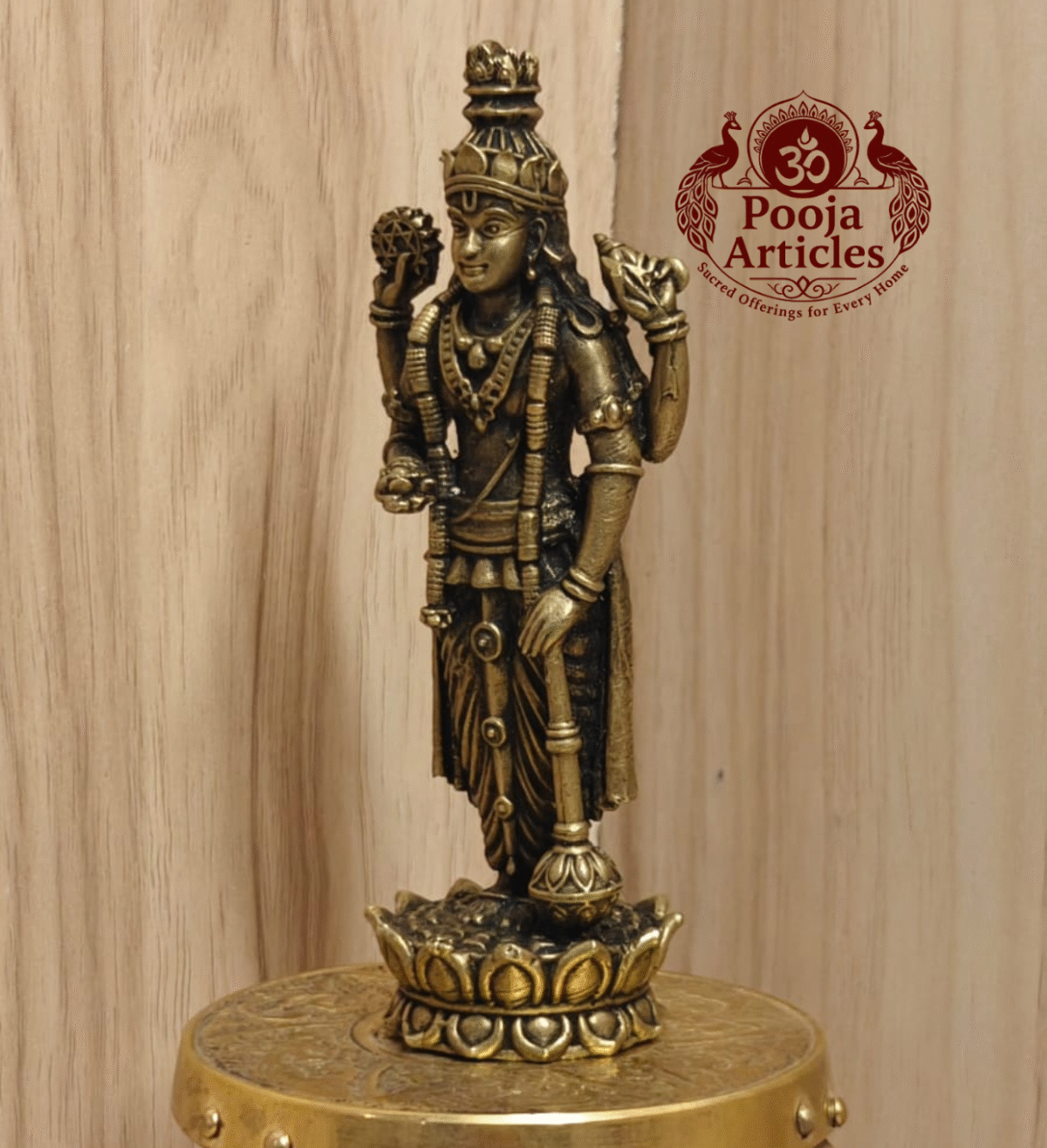 Buy Premium Brass Guruvayoorappan Statue Online – 150g, 4" Divine Brass Vishnu Murti for Pooja