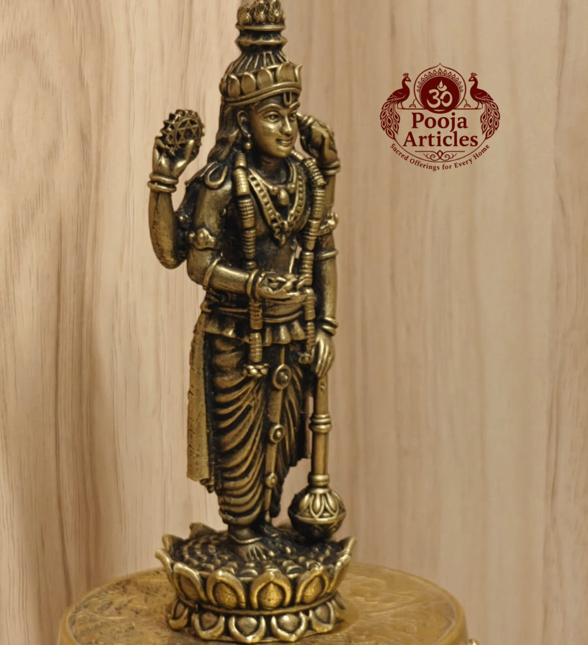 Buy Premium Brass Guruvayoorappan Statue Online – 150g, 4" Divine Brass Vishnu Murti for Pooja