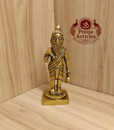 Buy Pure Brass Agathiyar Statue Online – 340g, 4.5" Divine Sage Idol for Pooja & Home Decor