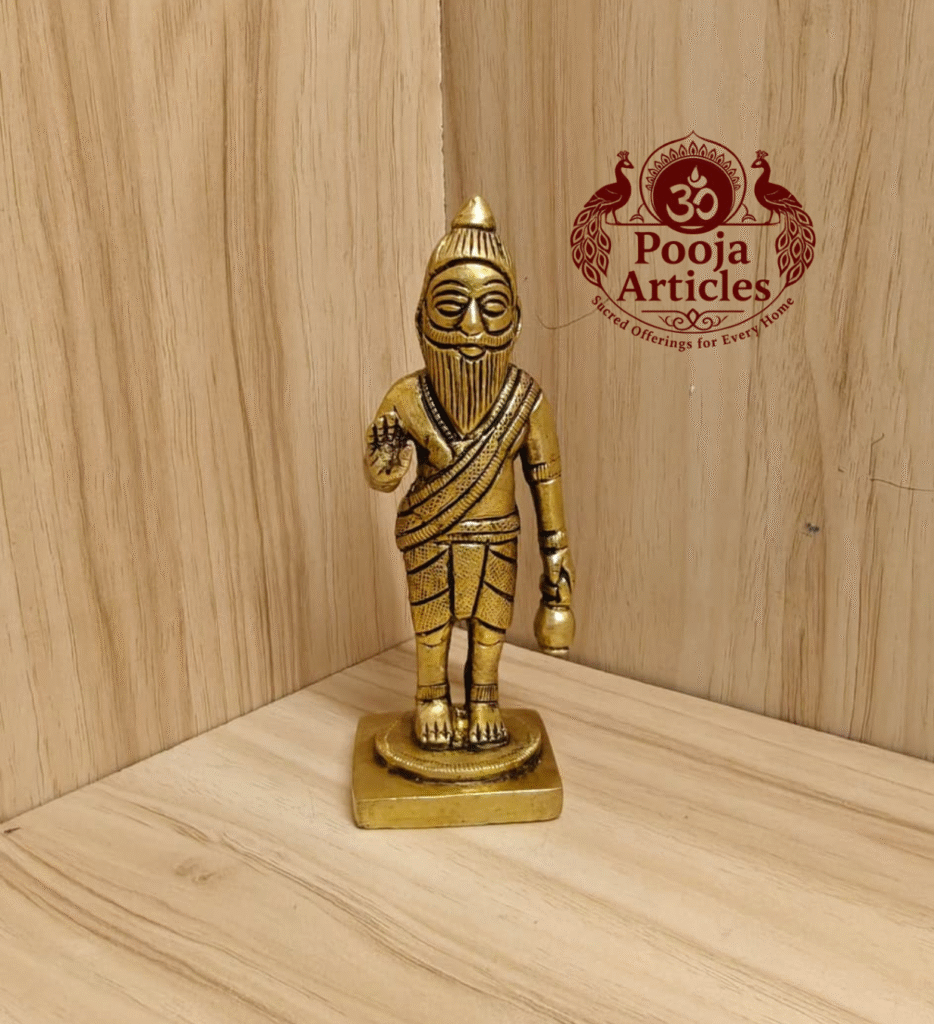 Buy Pure Brass Agathiyar Statue Online – 340g, 4.5" Divine Sage Idol for Pooja & Home Decor