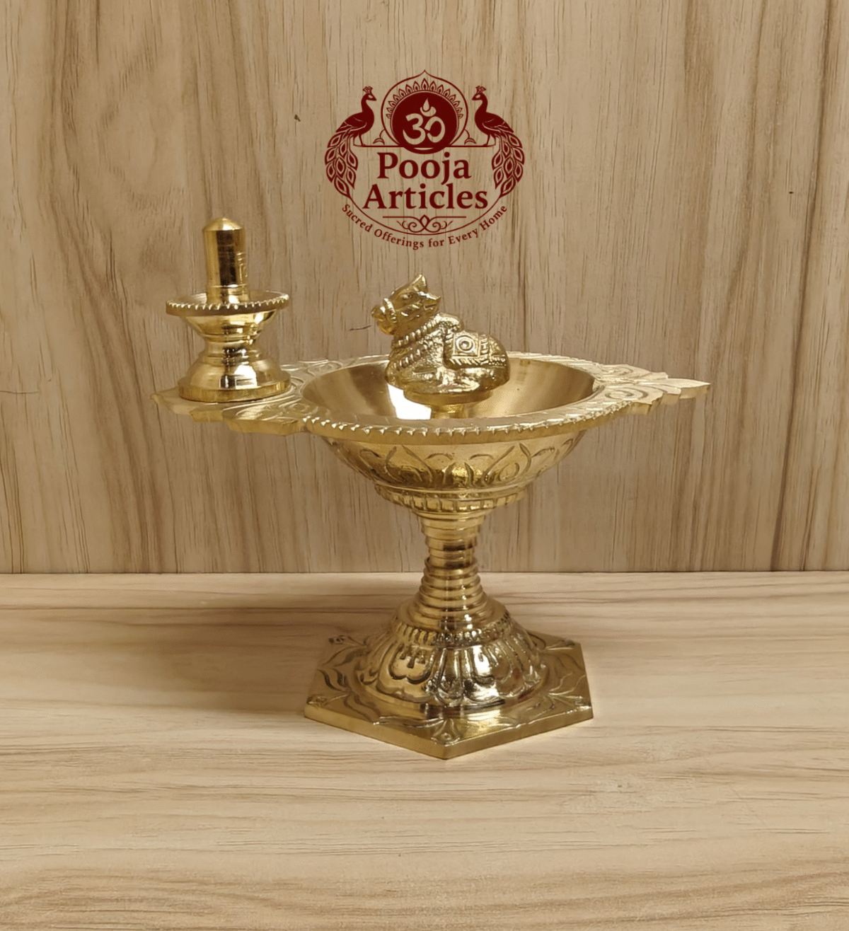 Buy Pure Brass Pradosha Vilakku Online – 480g, 5" Divine Handcrafted Brass Lamp for Pooja Rituals