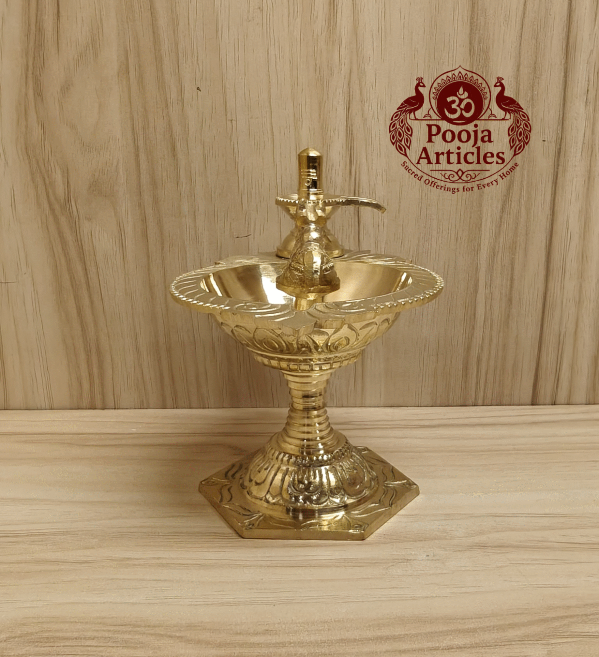 Buy Pure Brass Pradosha Vilakku Online – 480g, 5" Divine Handcrafted Brass Lamp for Pooja Rituals
