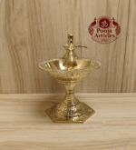 Buy Pure Brass Pradosha Vilakku Online – 480g, 5" Divine Handcrafted Brass Lamp for Pooja Rituals