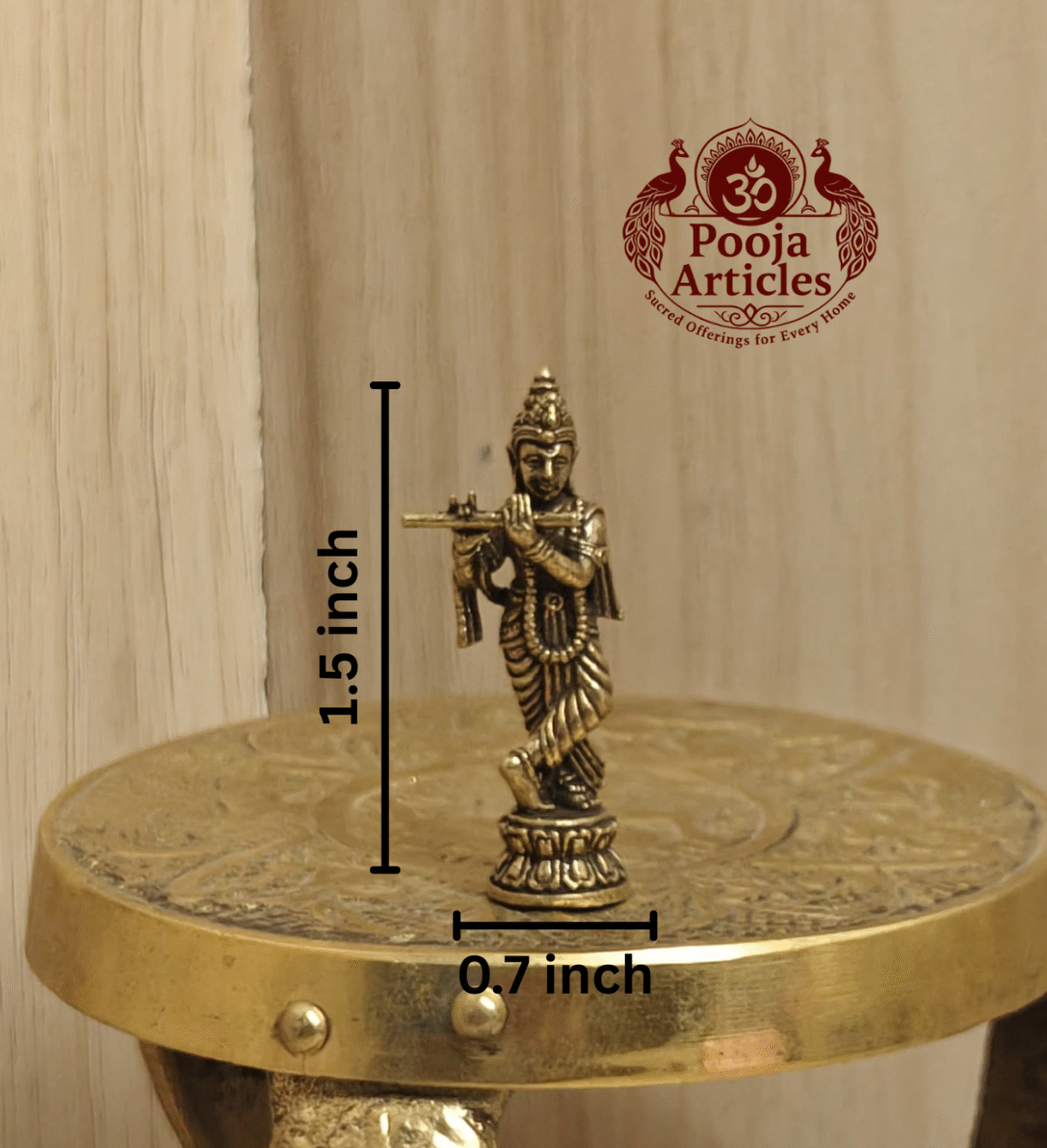 Buy Rare Miniature Brass Krishna Idol – 10 g, 1.5" Handcrafted Divine Idol Playing Flute Bansuri