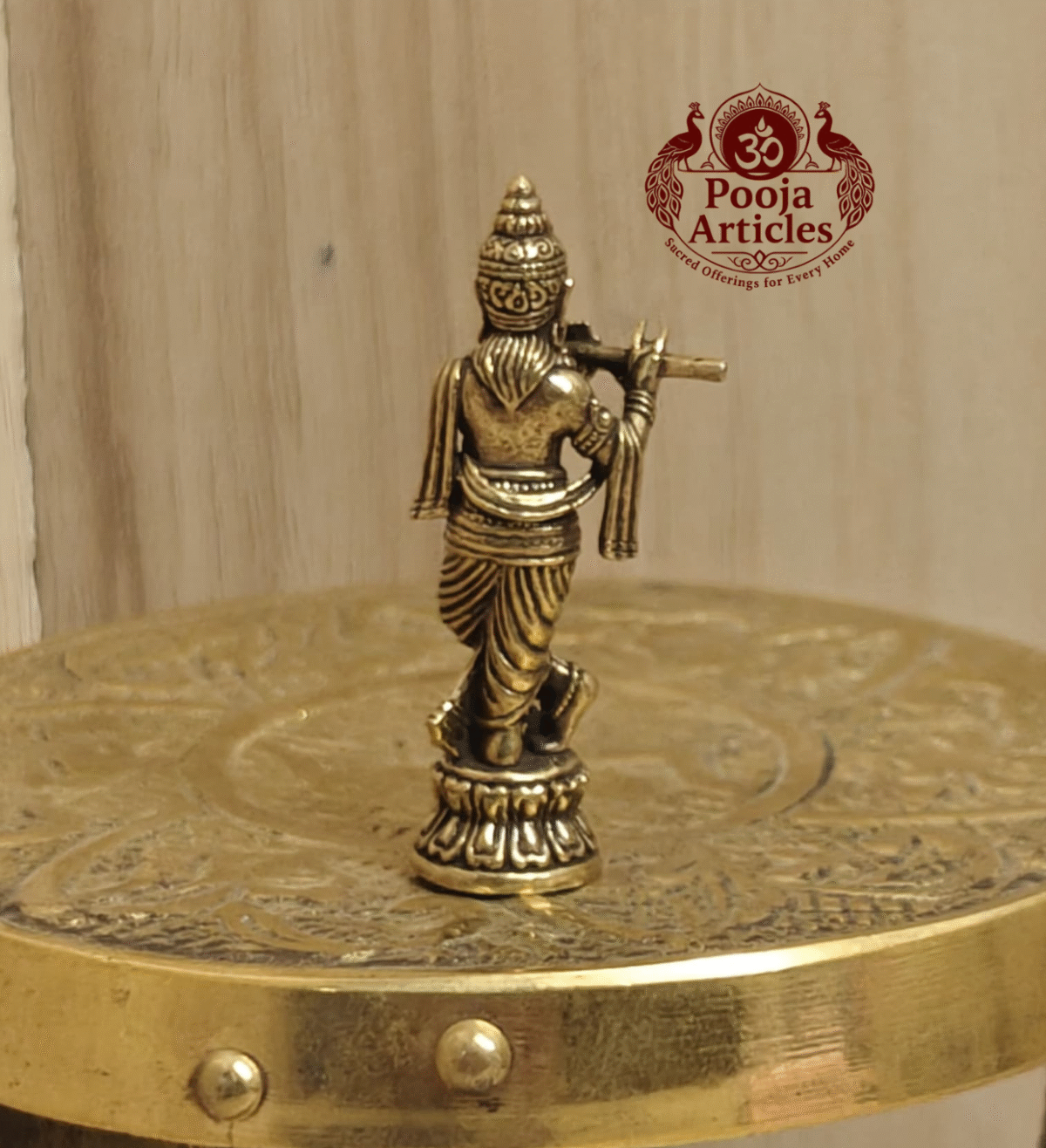 Buy Rare Miniature Brass Krishna Idol – 10 g, 1.5" Handcrafted Divine Idol Playing Flute Bansuri