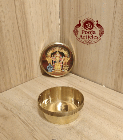 Buy Tiruchendur Murugan Kumkum Chimil Online – 40g, 2" Scared Brass Kumkum Holder for Pooja & Gifiting