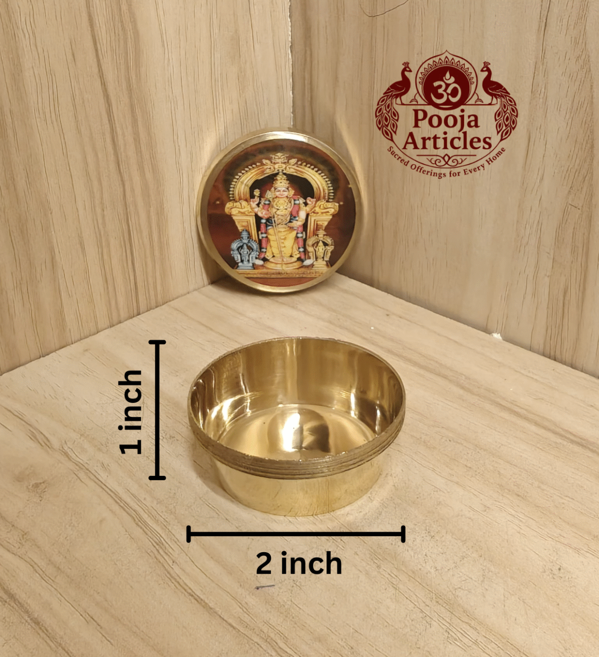 Buy Tiruchendur Murugan Kumkum Chimil Online – 40g, 2" Scared Brass Kumkum Holder for Pooja & Gifiting