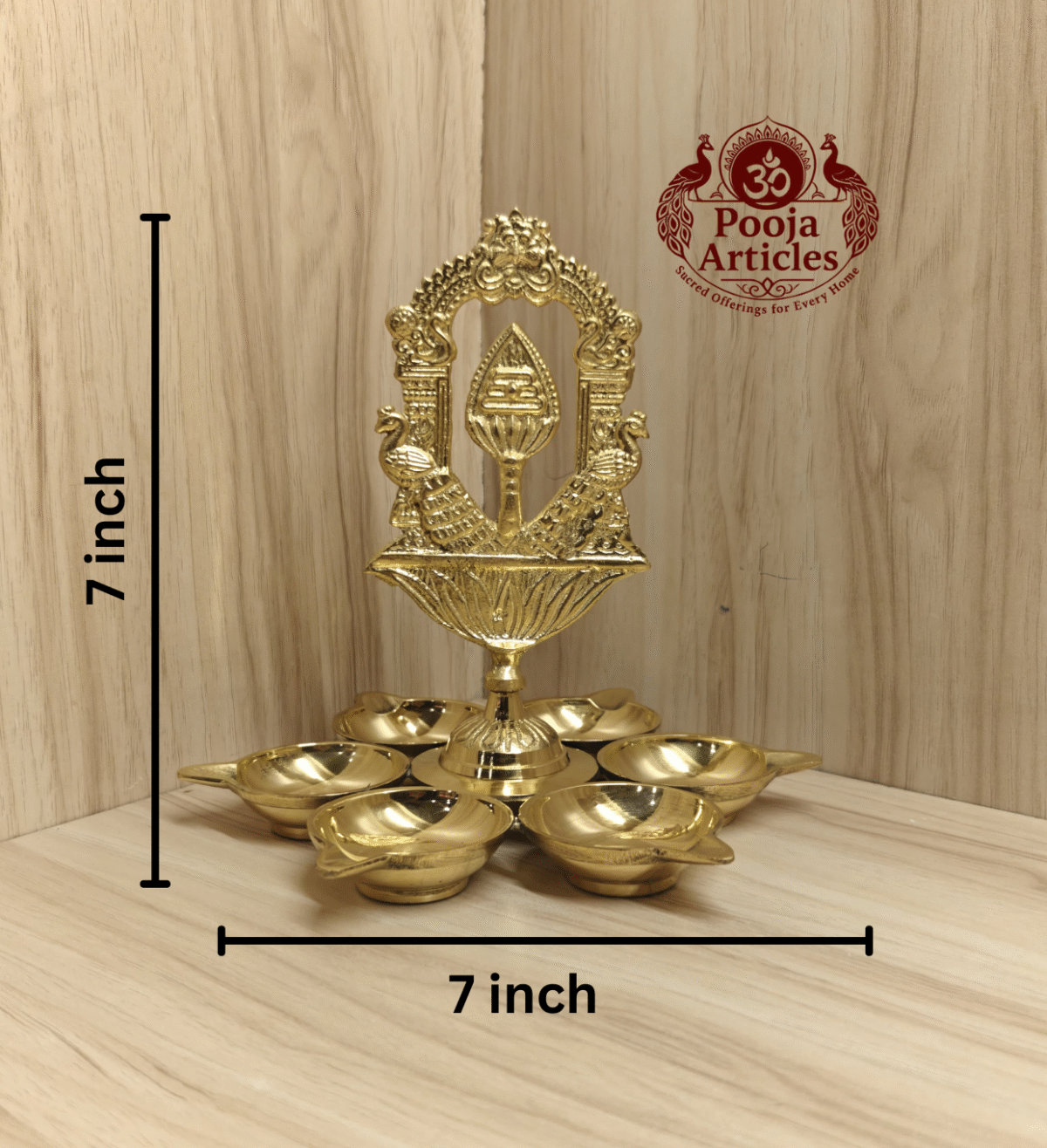 Buy Tiruvachi Vel Arumuga Vilakku Online – 390g, 7" Divine Brass Murugan Pooja Lamp