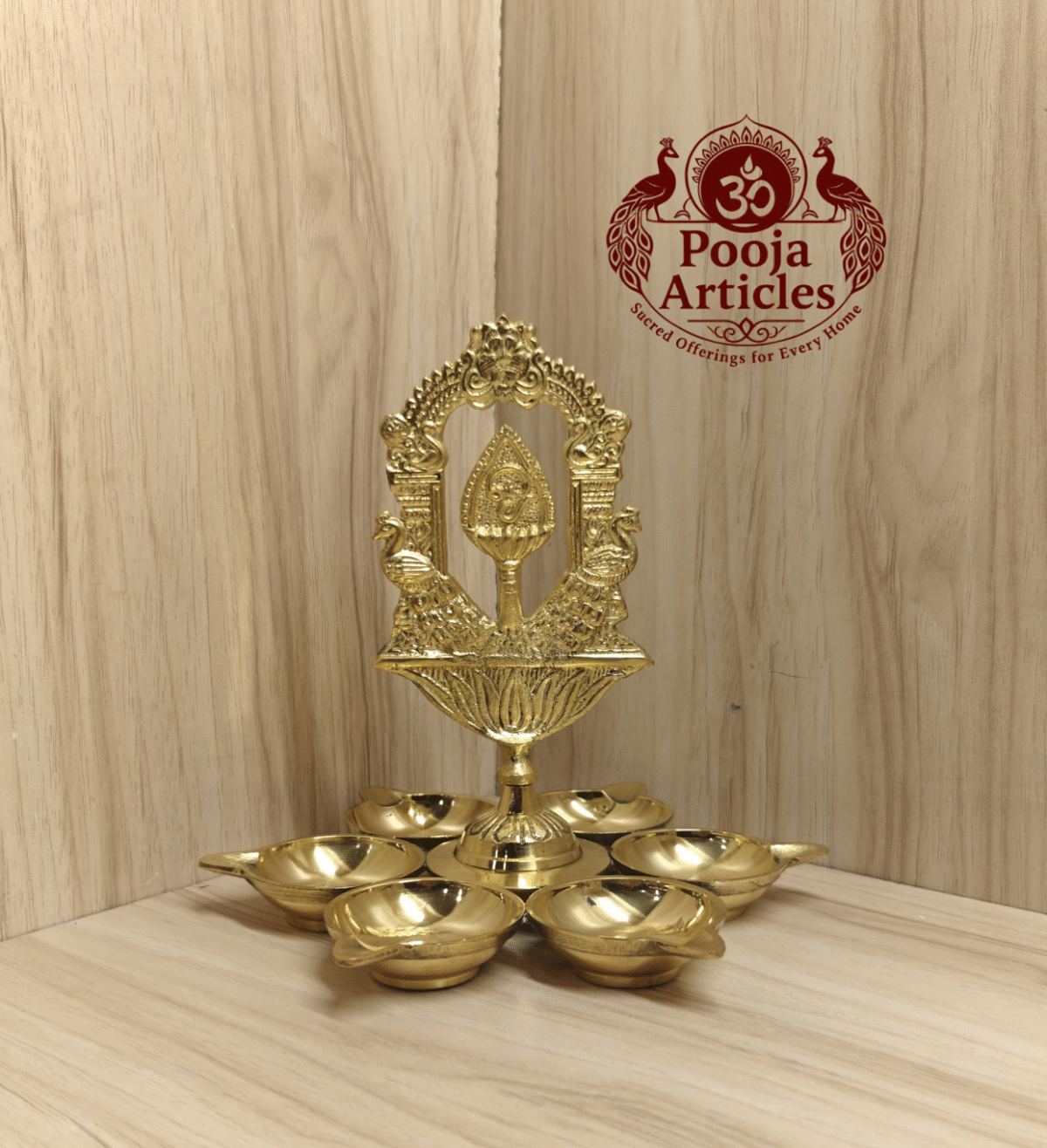 Buy Tiruvachi Vel Arumuga Vilakku Online – 390g, 7" Divine Brass Murugan Pooja Lamp
