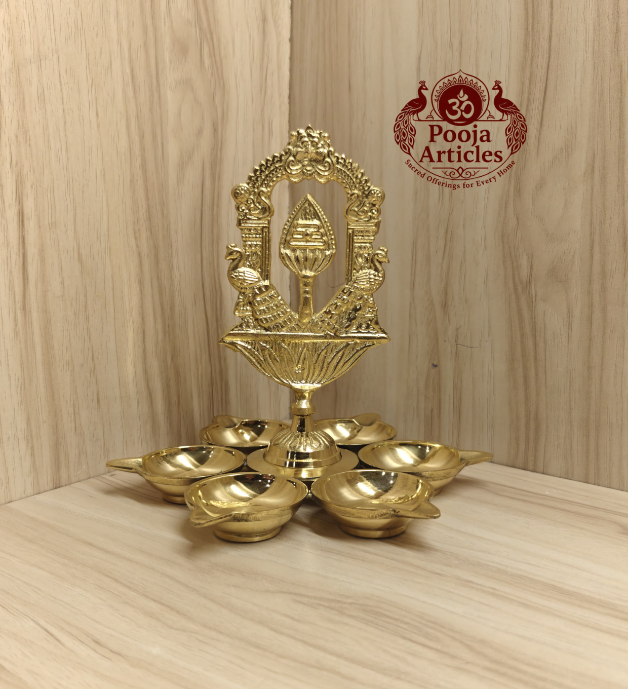 Buy Tiruvachi Vel Arumuga Vilakku Online – 390g, 7" Divine Brass Murugan Pooja Lamp Buy Tiruvachi Vel Arumuga Vilakku Online – 390g, 7" Divine Brass Murugan Pooja Lamp