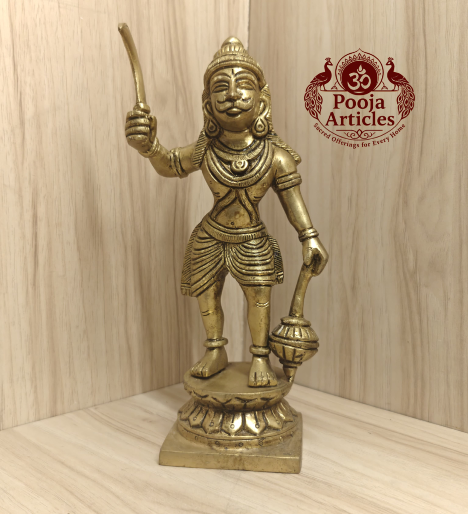 Divine Karuppasamy Vigraham Online – 1.8 kg, 9 Inch – Powerful Bronze Idol for Protection & Spiritual Strength