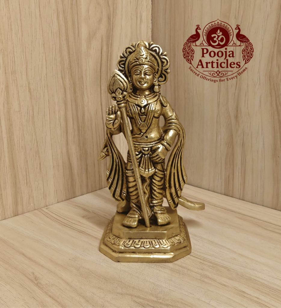 Exquisite Brass Murugan Idol Online – 800 grams, 6 Inch Divine Statue for Pooja & Decor | Shop Now at Poojaarticles.com