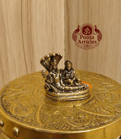 Buy Rare Miniature Brass Vishnu Lakshmi Idol – 25 g, 1" Handcrafted Divine Duo Idol for Pooja & Blessings