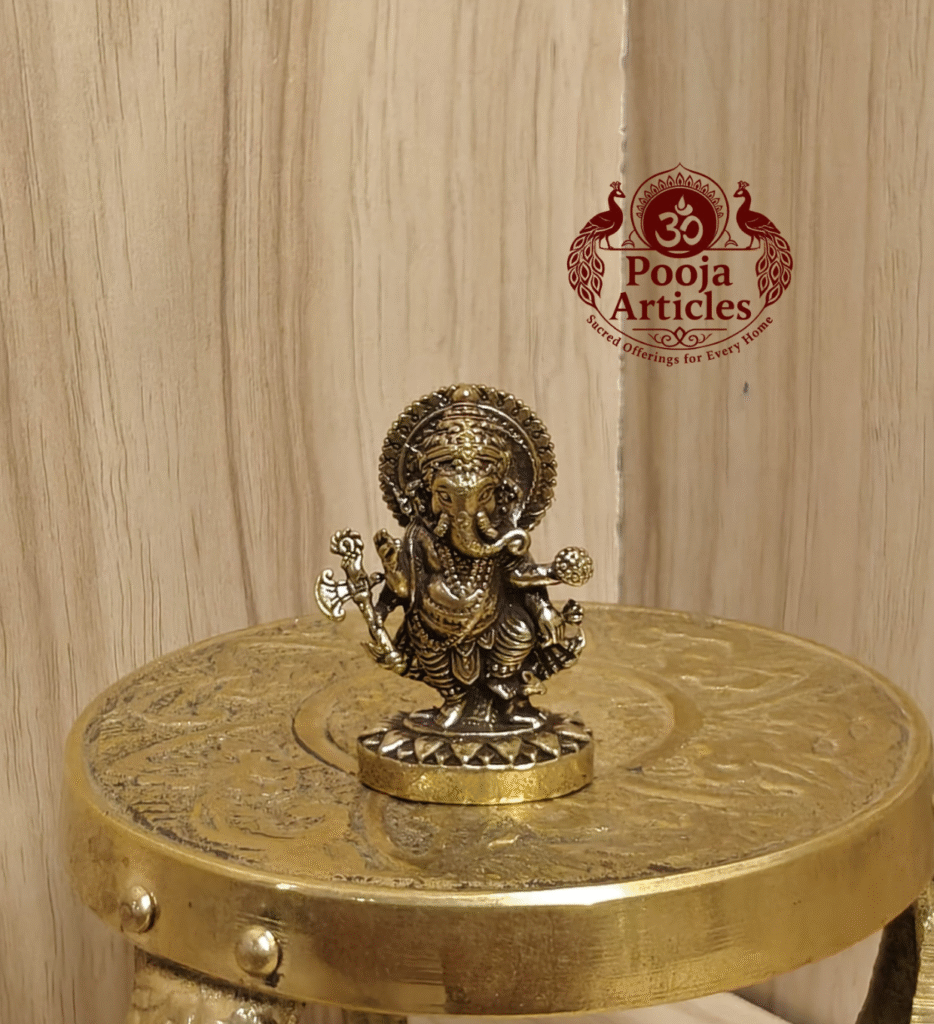 Miniature Ganesh Murti – 23g, 1.3″ Powerful Handcrafted Lord Ganesha Idol for Home, Temple & Return Gifts