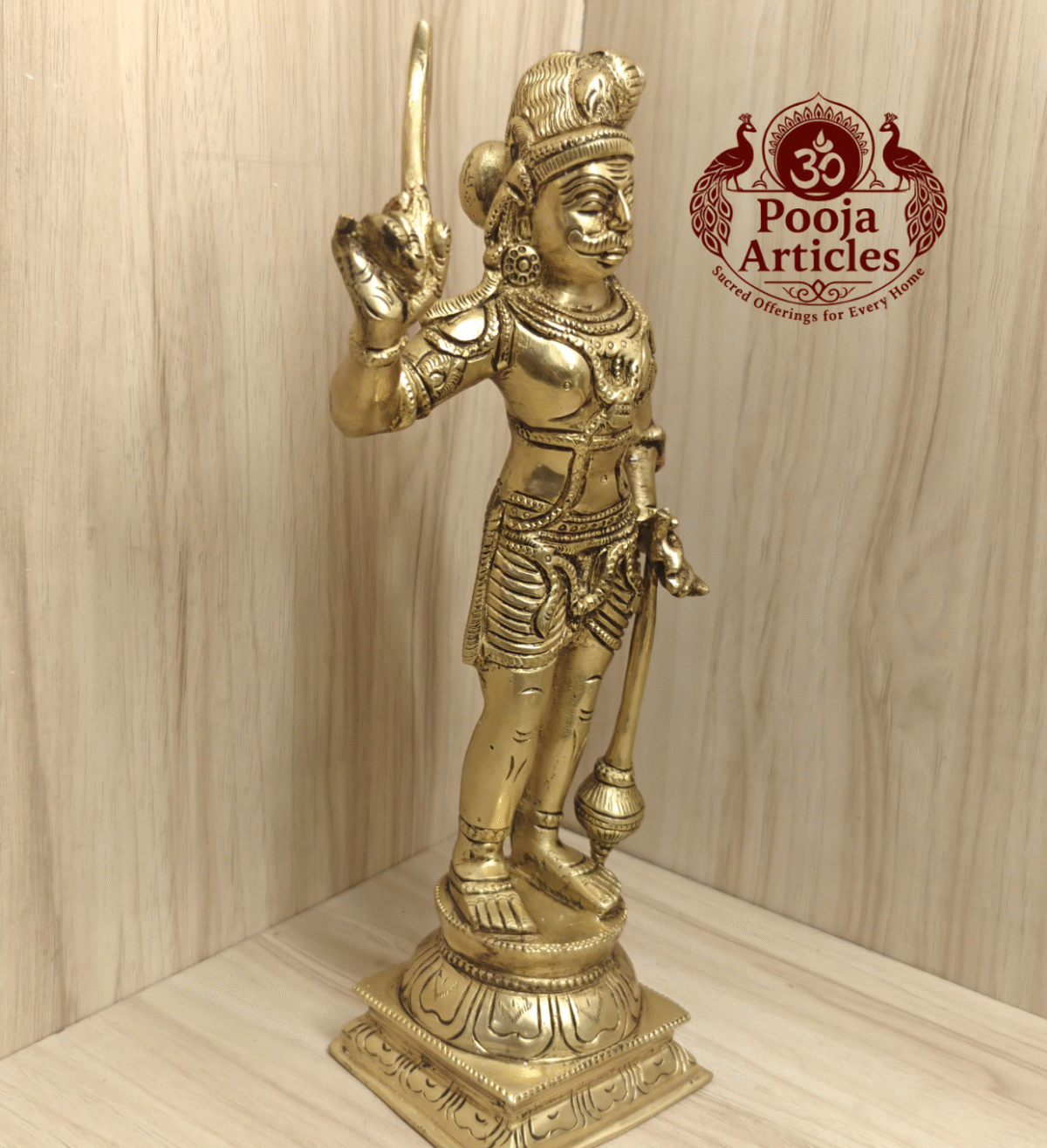 Powerful Bronze Karuppasamy Swamy Statue Online – 2.980 kg, 11.5 Inch | Buy Traditional Tamil Deity Idol at Poojaarticles.com