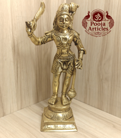 Powerful Bronze Karuppasamy Swamy Statue Online – 2.980 kg, 11.5 Inch | Buy Traditional Tamil Deity Idol at Poojaarticles.com