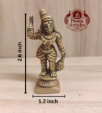 Powerful Handcrafted Karuppasamy Brass Statue – 90g, 2.6 Inch | Divine Guardian Idol for Home & Temple