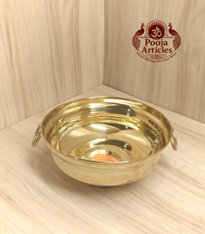 Small Brass Urli Bowl – Size 3 (100g, 5.2") | Authentic Decor for Pooja and Home