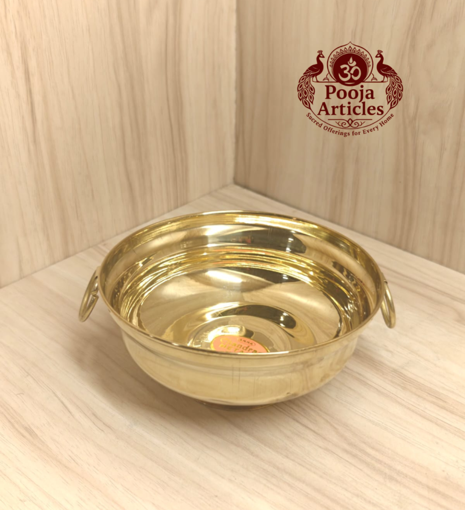 Small Brass Urli Bowl – Size 3 (100g, 5.2") | Authentic Decor for Pooja and Home