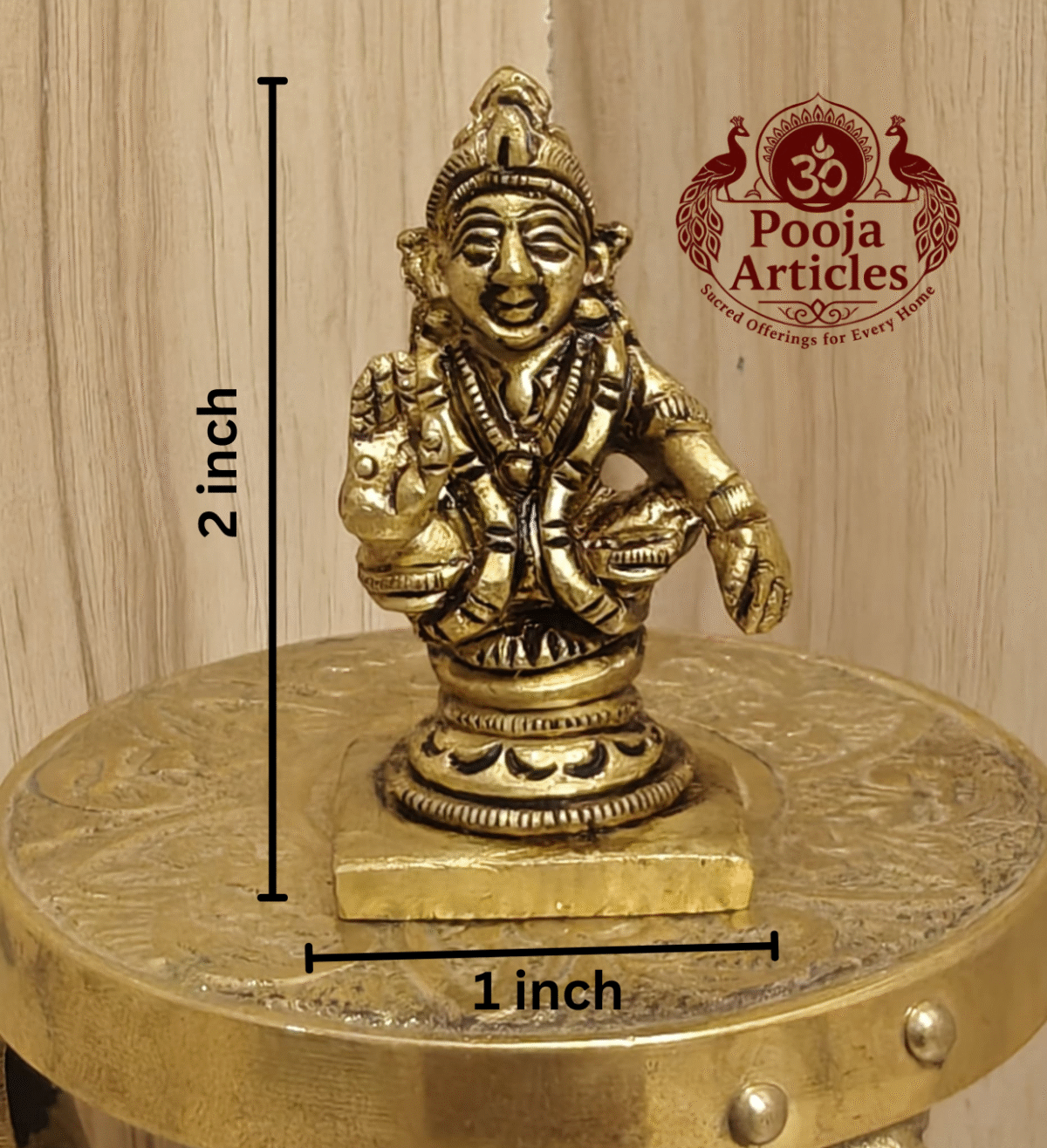 Buy Brass Ayyappa Swami Statue 100 g, 2″ - Sacred Mini Brass Idol for Home Puja