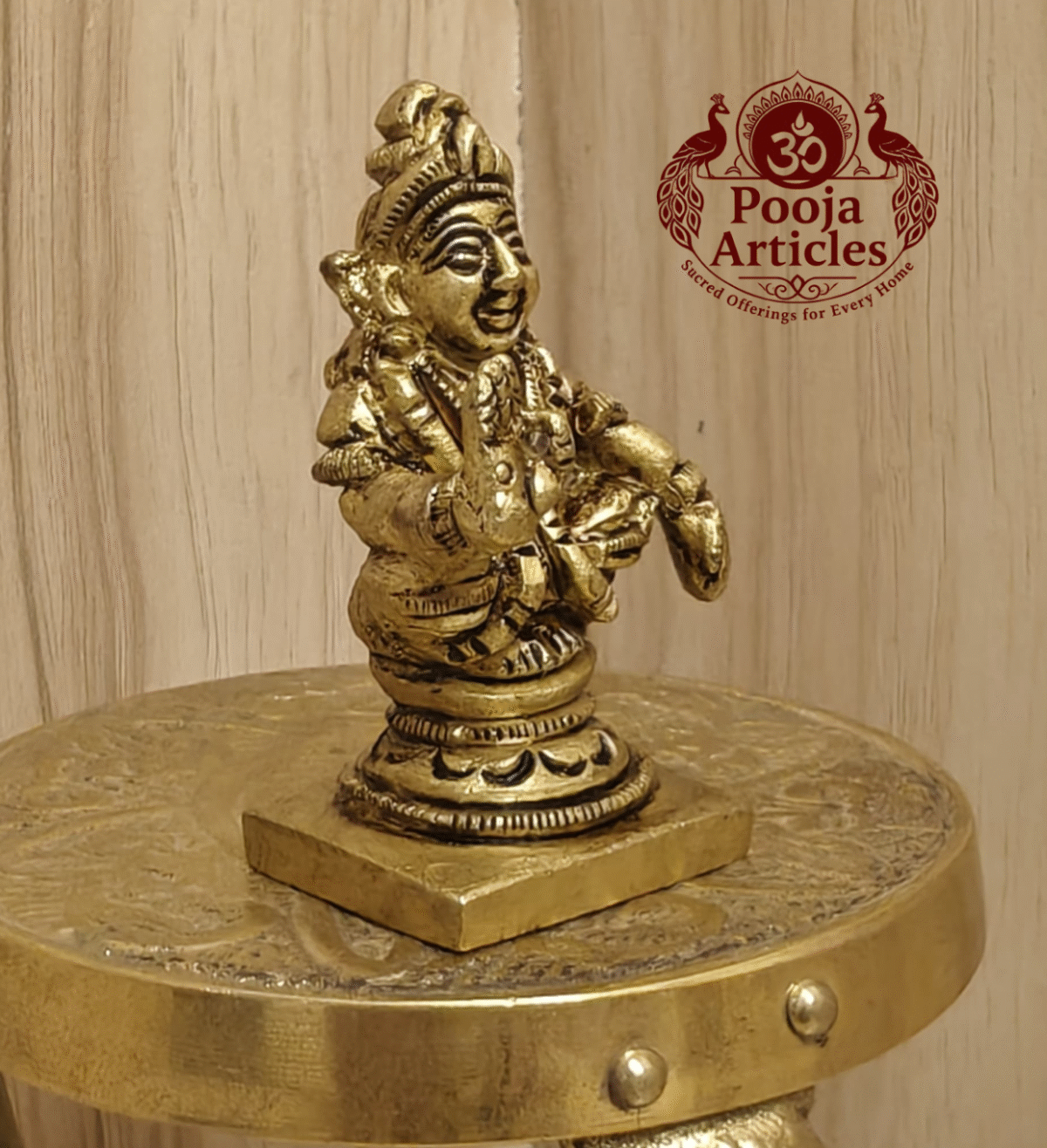 Buy Brass Ayyappa Swami Statue 100 g, 2″ - Sacred Mini Brass Idol for Home Puja