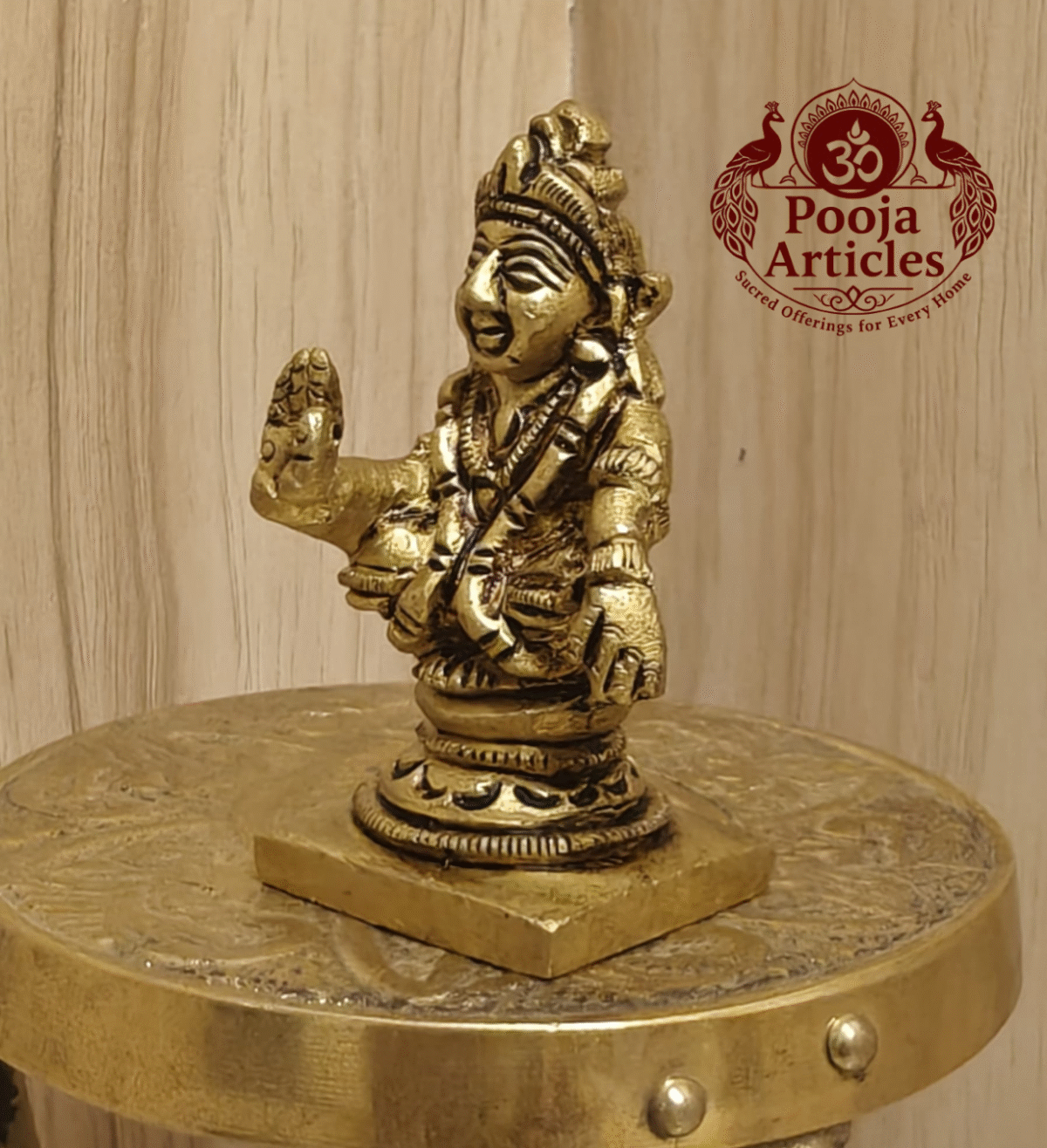 Buy Brass Ayyappa Swami Statue 100 g, 2″ - Sacred Mini Brass Idol for Home Puja