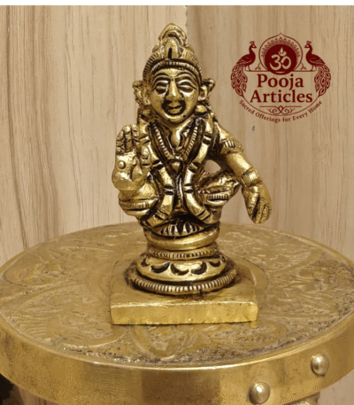 Buy Brass Ayyappa Swami Statue 100 g, 2″ - Sacred Mini Brass Idol for Home Puja