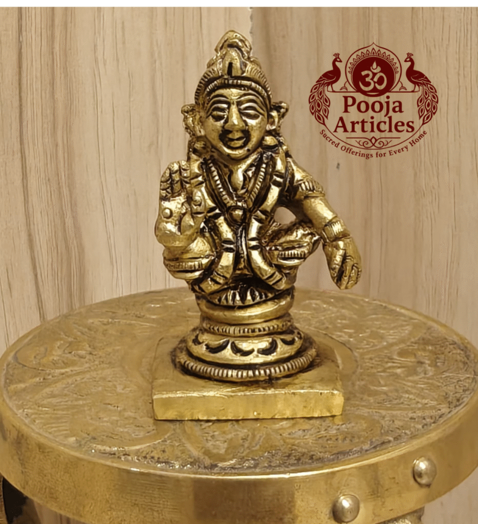 Buy Brass Ayyappa Swami Statue 100 g, 2″ - Sacred Mini Brass Idol for Home Puja
