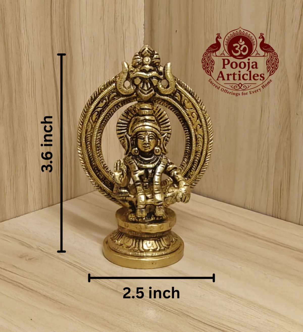 Buy Brass Ayyappan Statue 270g, 3.6"– Handcrafted Spiritual Idol For Home Puja