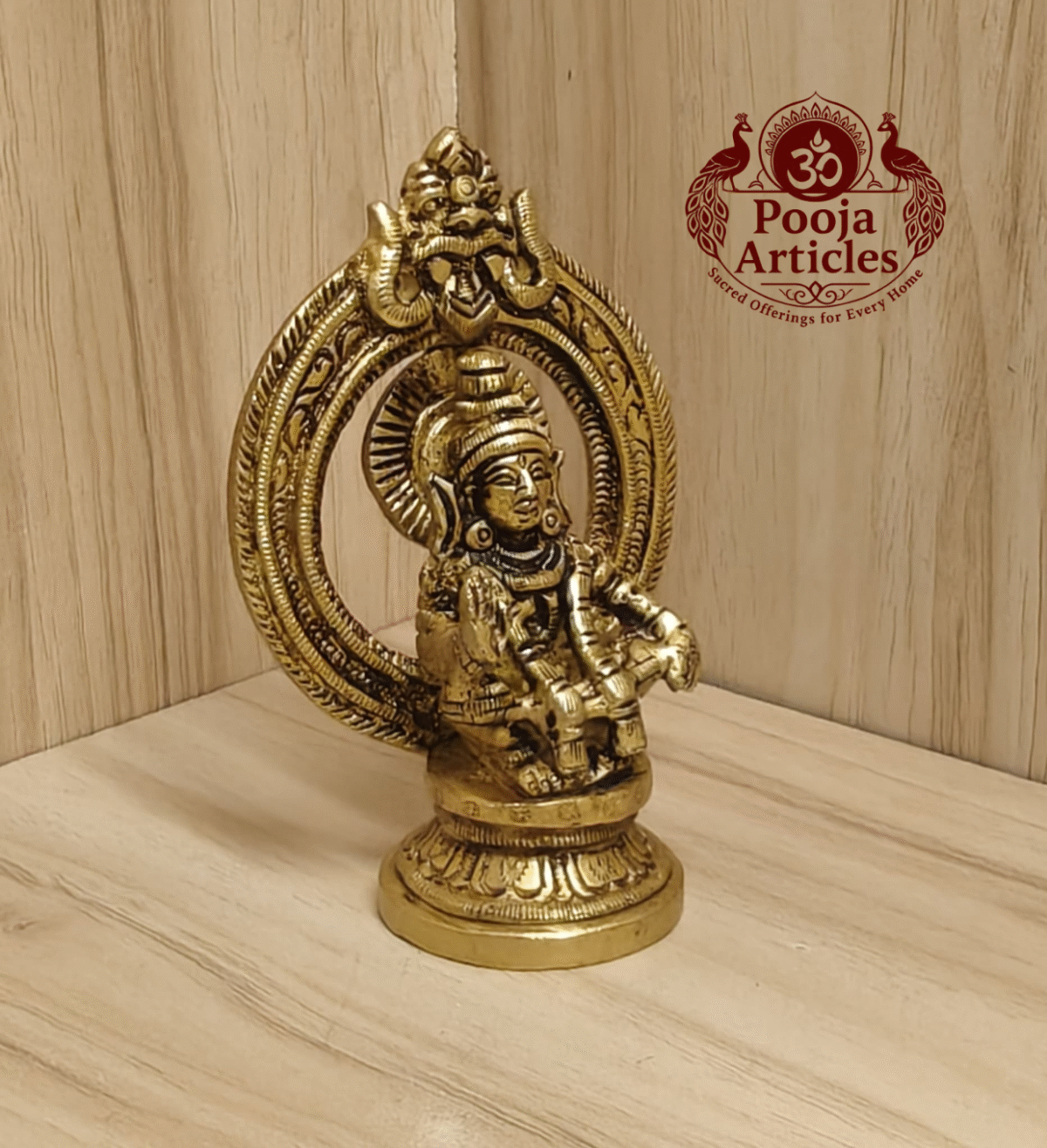 Buy Brass Ayyappan Statue 270g, 3.6"– Handcrafted Spiritual Idol For Home Puja