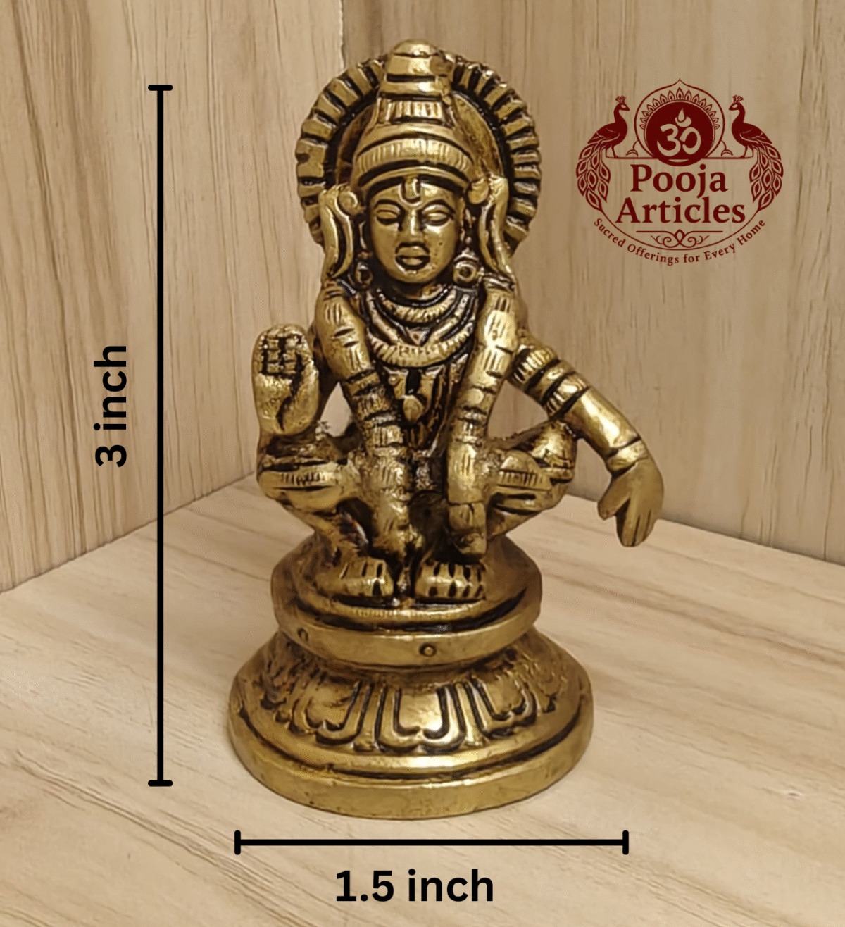 Buy Brass Ayyappan Statue 380g, 3" – Handcrafted Spiritual Idol For Home Puja