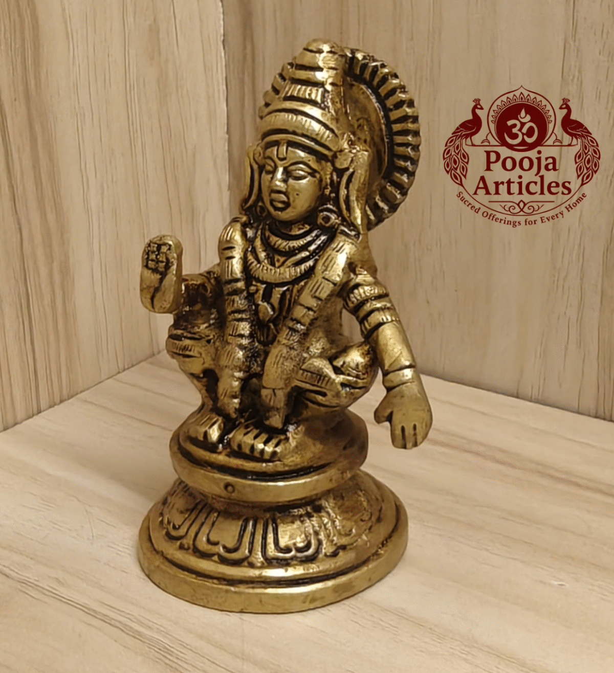Buy Brass Ayyappan Statue 380g, 3" – Handcrafted Spiritual Idol For Home Puja